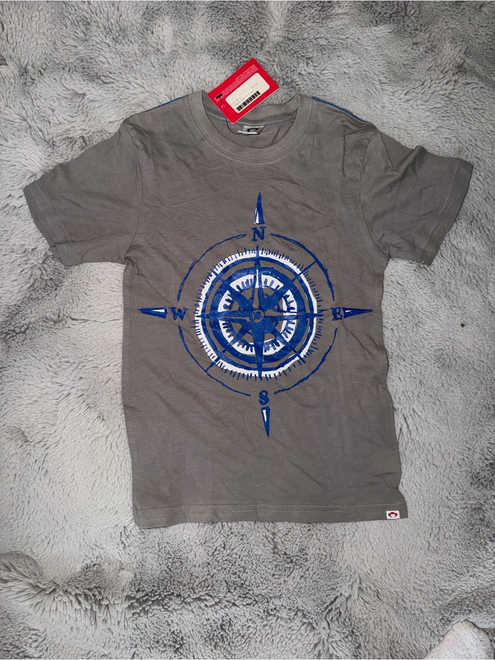 NWT Appaman Compass Classic Tee 8 Boys Gray Blue Graphic